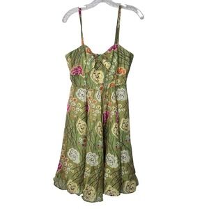 Anthropologie Girls from Savoy Floral‎ Print Silk Dress A Line Midi Fit Flare